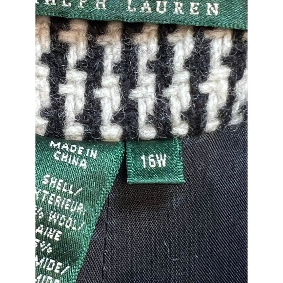 Lauren Ralph Lauren Women's Wool Coat Size 16W Black White Houndstooth Plaid - Picture 4 of 12